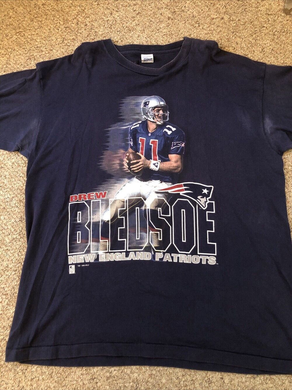 Vintage 1995 Salem Sportswear Drew Bledsoe New England Patriots NFL Player Tee
